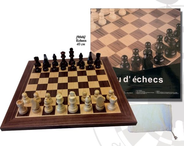 Jeu d'échecs Noyer / Erable 40 cm - Pièces taille 3