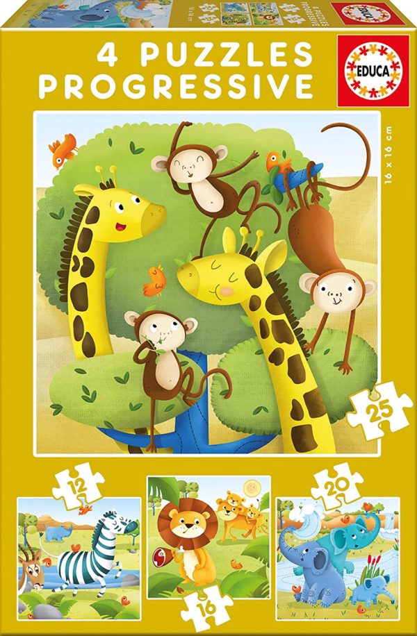 Puzzle x4 Progeressifs - Animaux Sauvages