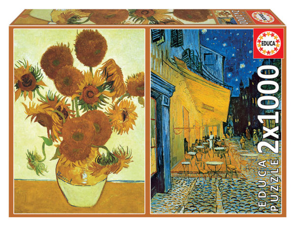 Puzzle Vincent Van Gogh - Les Tournesols + Terrasse du Café le soir 2 x 1000 pc