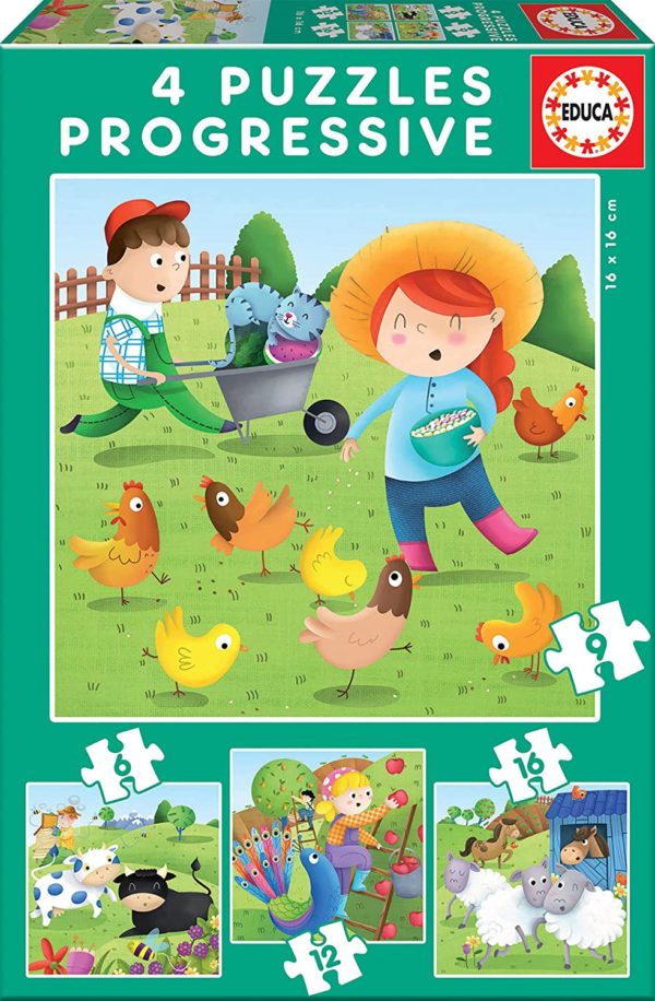 Puzzle x 4 Progressifs - Animaux de la Ferme