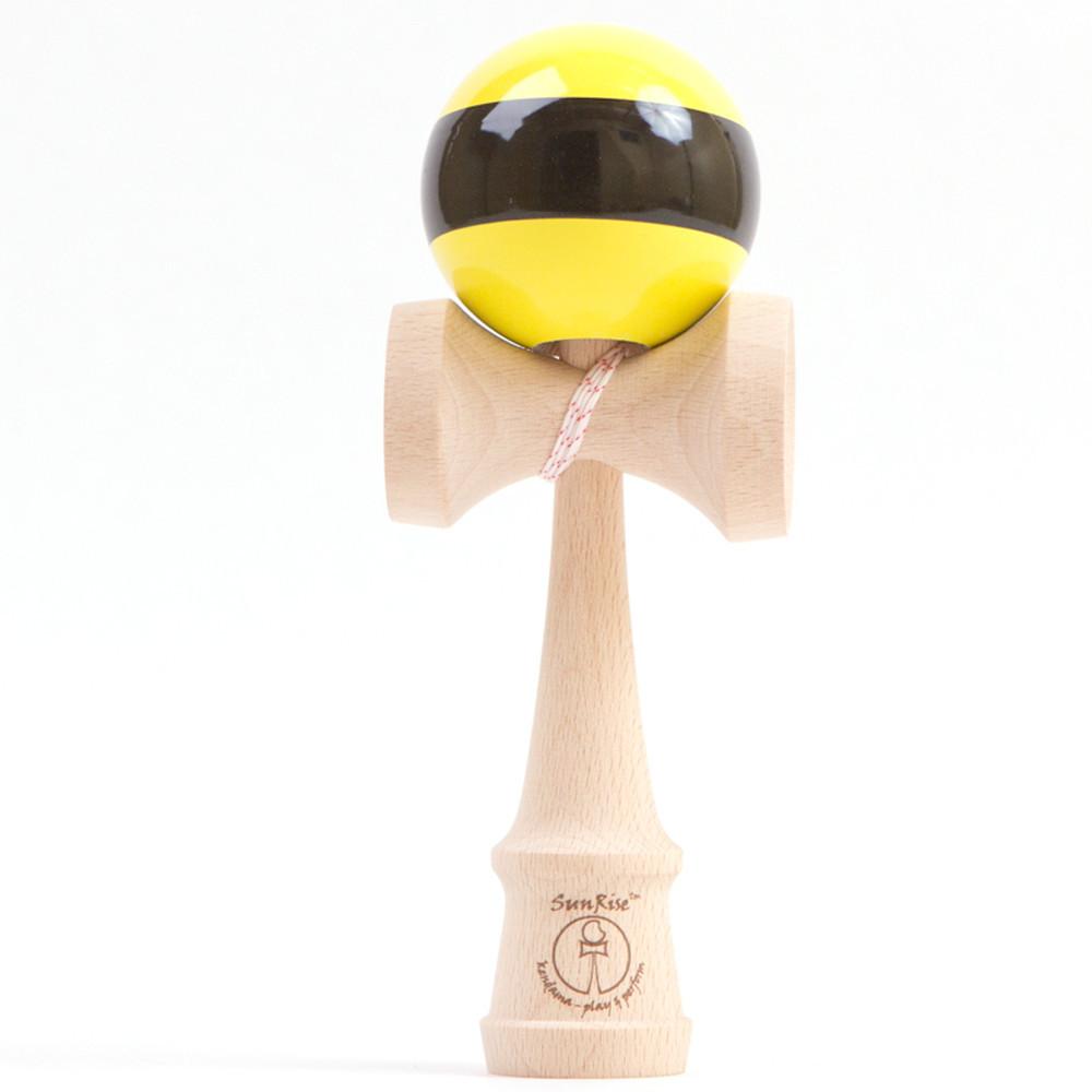 Kendama SunRise compétition Jaune avec Stripe noir