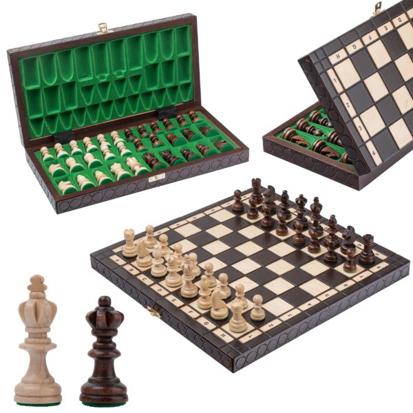 Jeu d'Echecs Olympique en bois - Pliable 35 cm x 35 cm