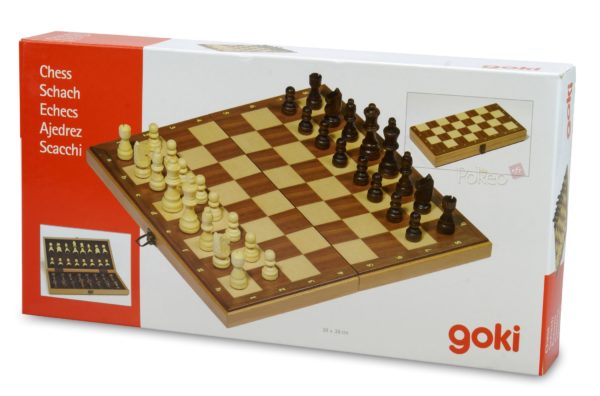 Jeu d'Echecs Pliable en bois 38cm - Pions avec feutrine – Image 2
