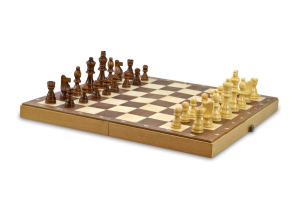Jeu d'Echecs Pliable en bois 38cm - Pions avec feutrine