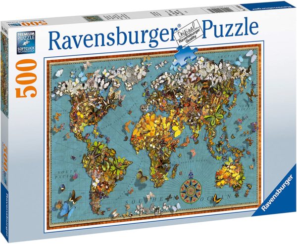 Puzzle Mappemonde de papillons - 500 pièces