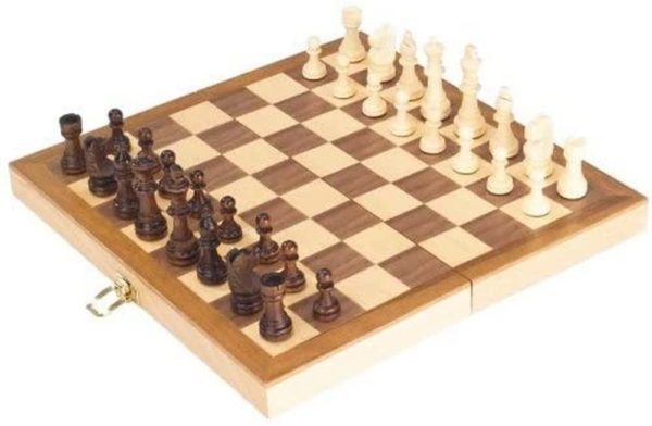 Jeu d'échecs en bois pliable 28x28 cm – Image 2