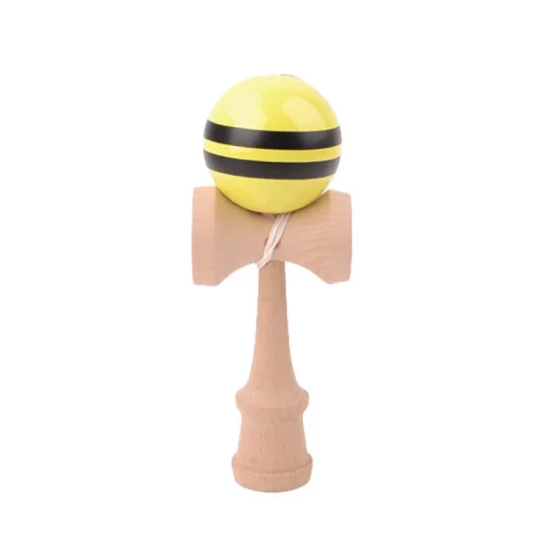 Kendama acacia boule 6 cm Boule Jaune Bandes Noire