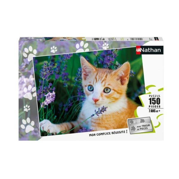 Puzzle Chaton Roux dans la Lavande - 150 pièces
