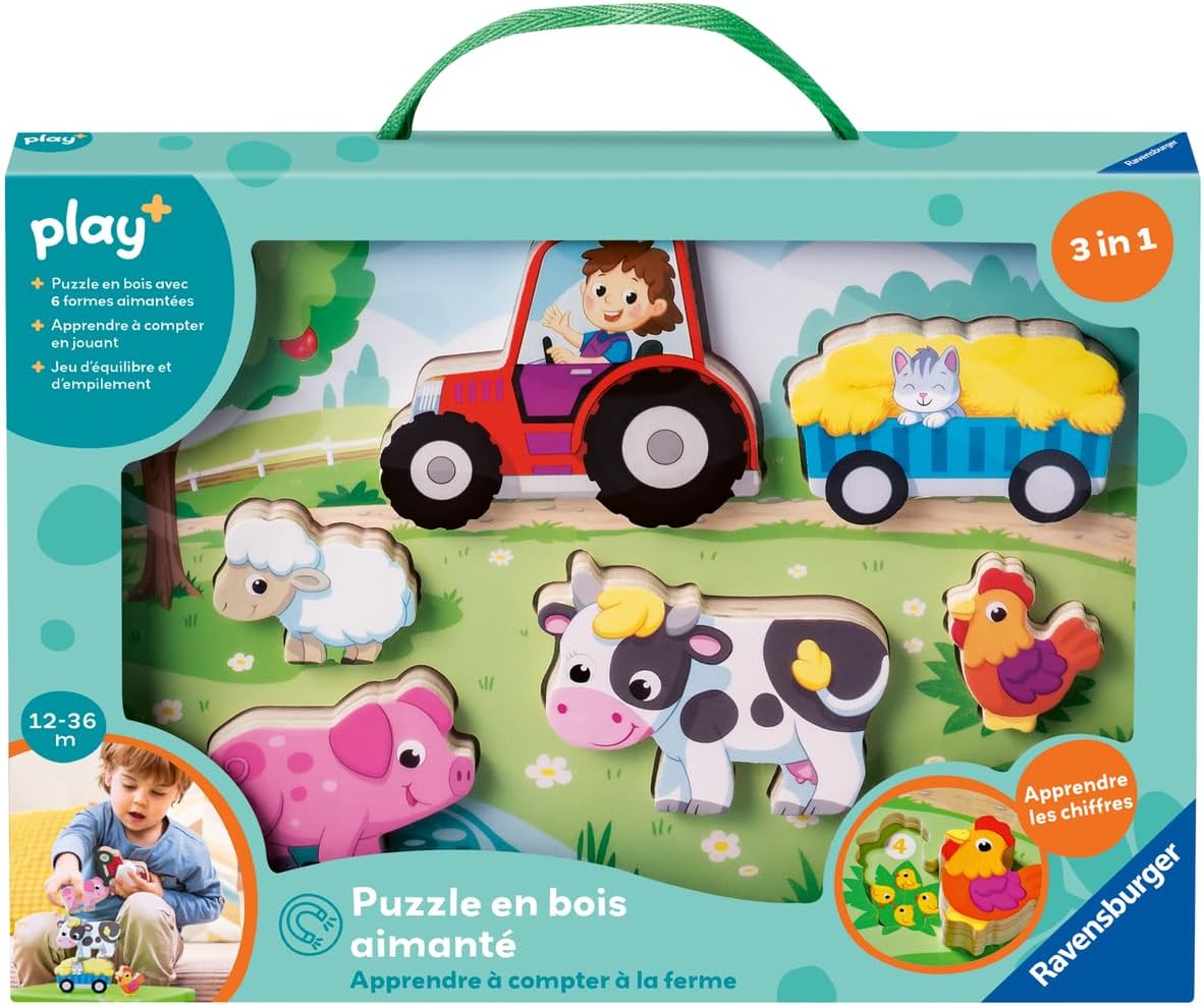 Puzzle en Bois Aimanté - Apprendre à compter avec la Ferme