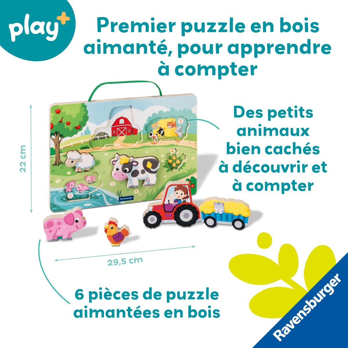 Puzzle en Bois Aimanté - Apprendre à compter avec la Ferme – Image 2