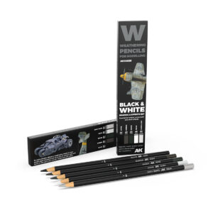 Ak W Weathering Pencils For Modeling Black and White Shading and Effects Set