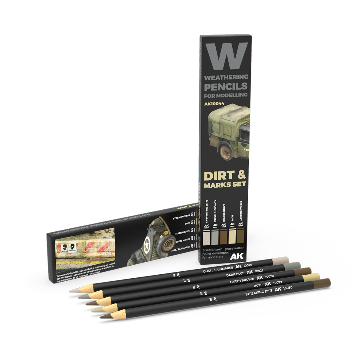Ak W Weathering Pencils For Modeling Dirt and Marks Set
