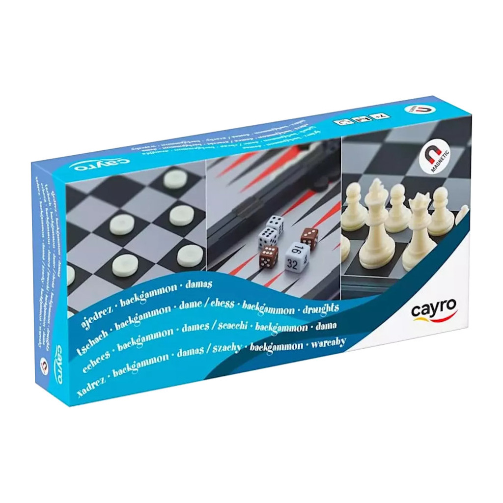 Coffret 3 en 1 - Echecs, Dames, Backgammon Pliable (Cayro)