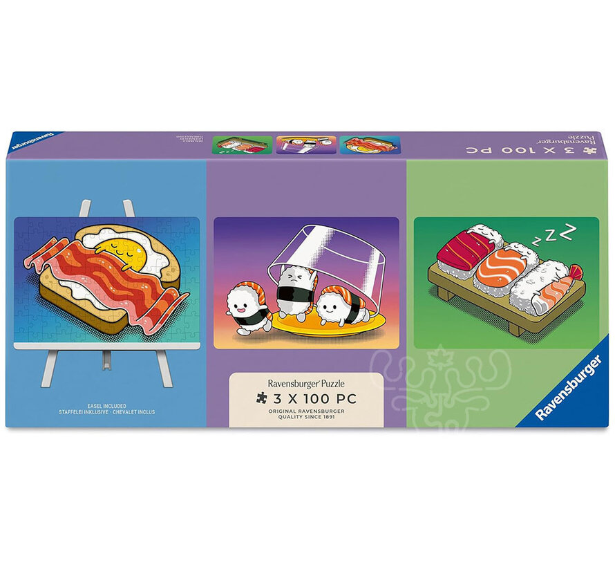 Puzzle Kawaï Breakfast, Lunch and Dinner 3 x 100 pièces
